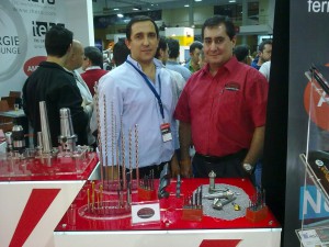 Mr Maia from the AM Tools Group and Julio Baptista from Somta Tools Portugal in front of some of Somta's tools on display.jpg